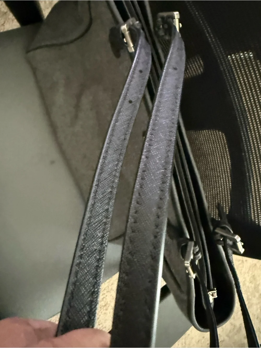 Tory Burch Gray Felt Tote with Black Leather Trim